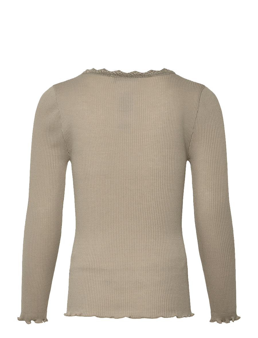 Rosemunde Kids - RKBalta Modal LS Lace T-shirt - t-shirts à manches longues - abbey stone - 1