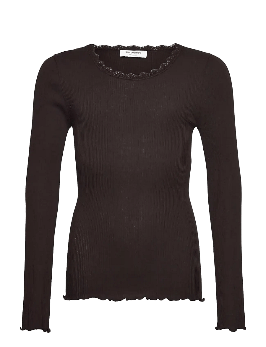 Rosemunde Kids - RKBalta Modal LS Lace T-shirt - pikkade varrukatega t-särgid - fudge - 0