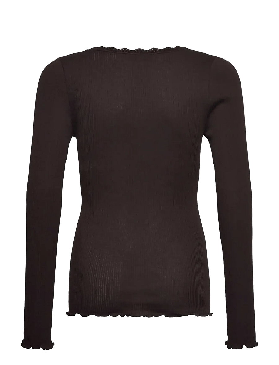 Rosemunde Kids - RKBalta Modal LS Lace T-shirt - pikkade varrukatega t-särgid - fudge - 1