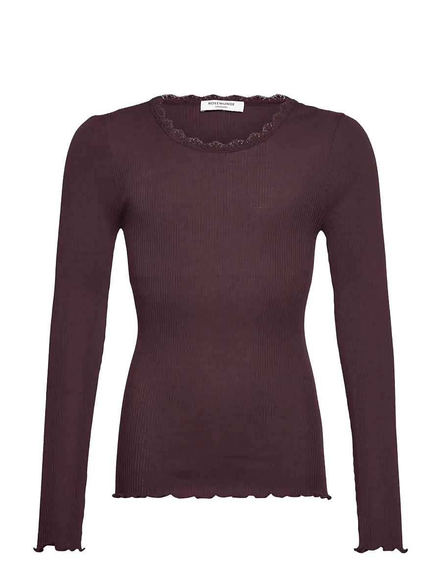 Rosemunde Kids - RKBalta Modal LS Lace T-shirt - pikkade varrukatega t-särgid - ganache - 0