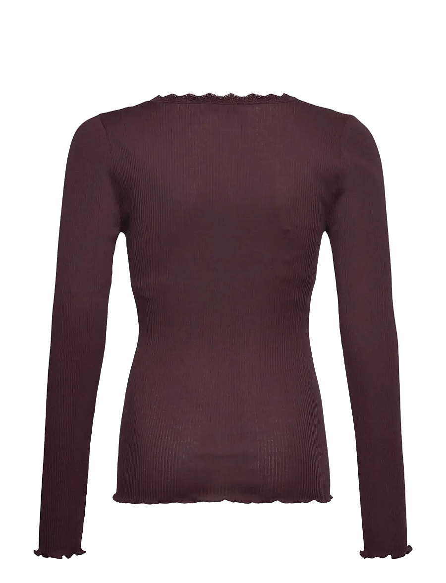 Rosemunde Kids - RKBalta Modal LS Lace T-shirt - pikkade varrukatega t-särgid - ganache - 1