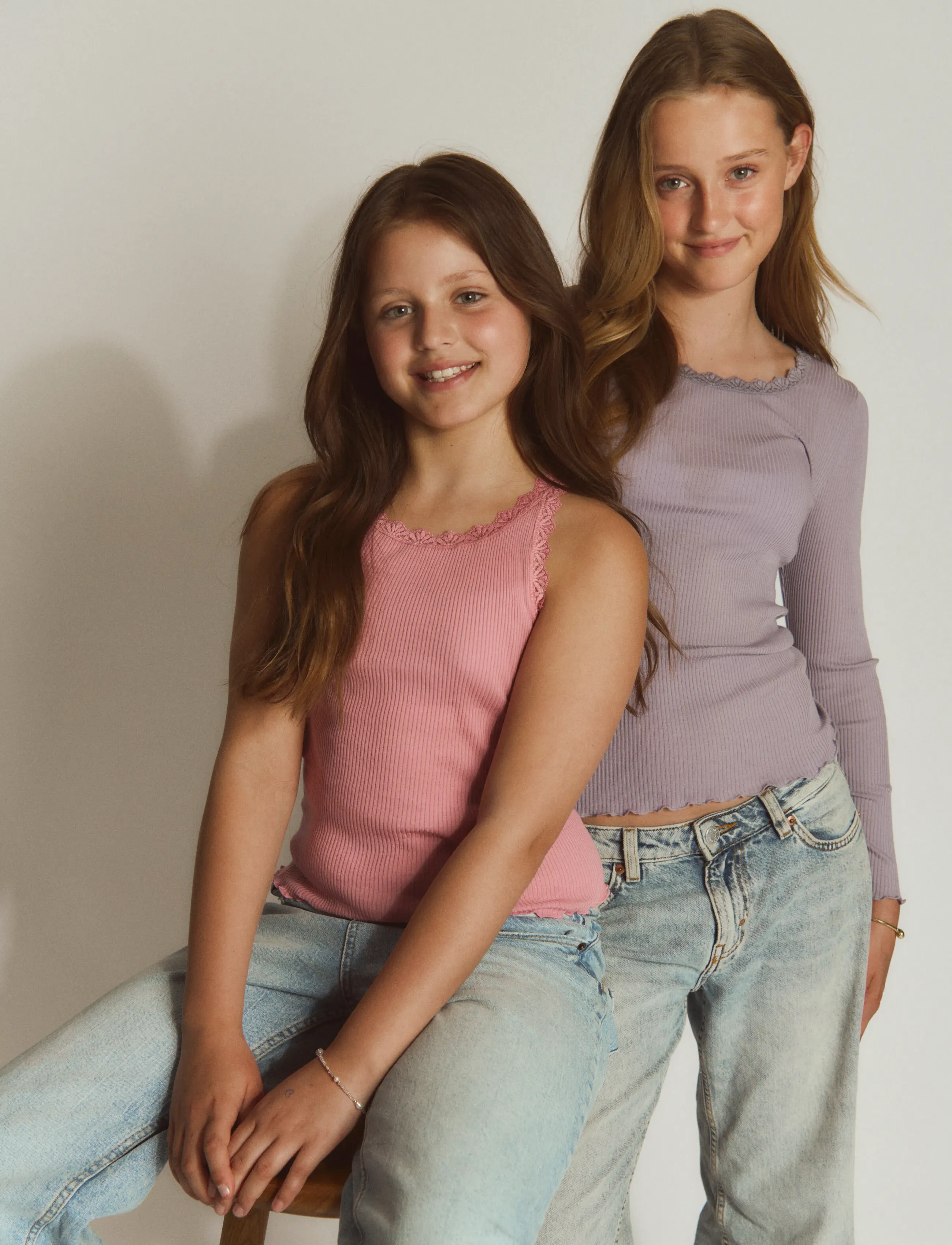 Rosemunde Kids RKBalta Modal LS Lace T-shirt - Toppe og t-shirts - LAVENDER GREY / purple