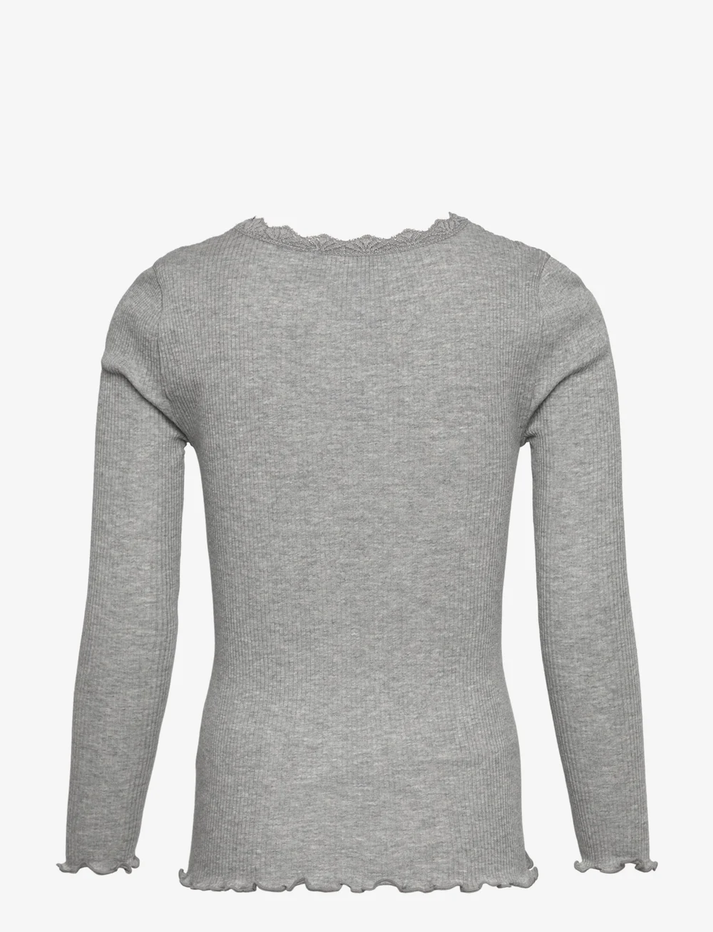 Rosemunde Kids - RKBalta Modal LS Lace T-shirt - langærmede t-shirts - light grey melange - 1