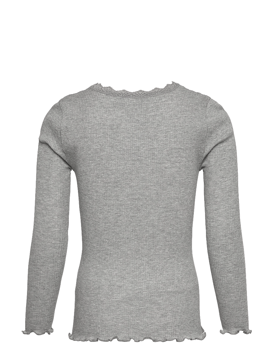Rosemunde Kids - RKBalta Modal LS Lace T-shirt - t-shirts à manches longues - light grey melange - 1