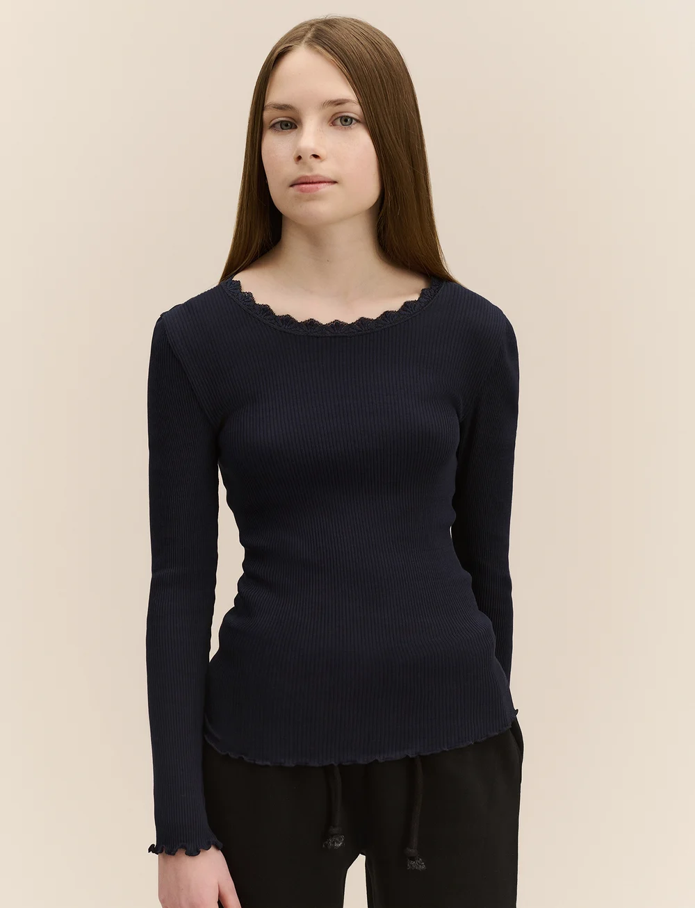 Rosemunde Kids - RKBalta Modal LS Lace T-shirt - langærmede t-shirts - navy - 0