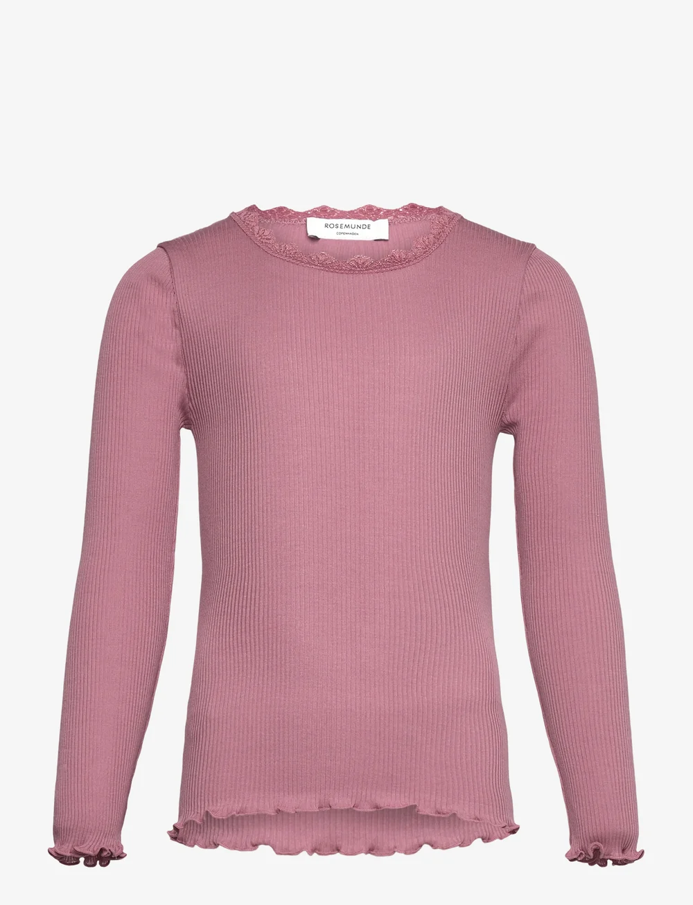 Rosemunde Kids - RKBalta Modal LS Lace T-shirt - långärmade t-shirts - nostalgia rose - 0