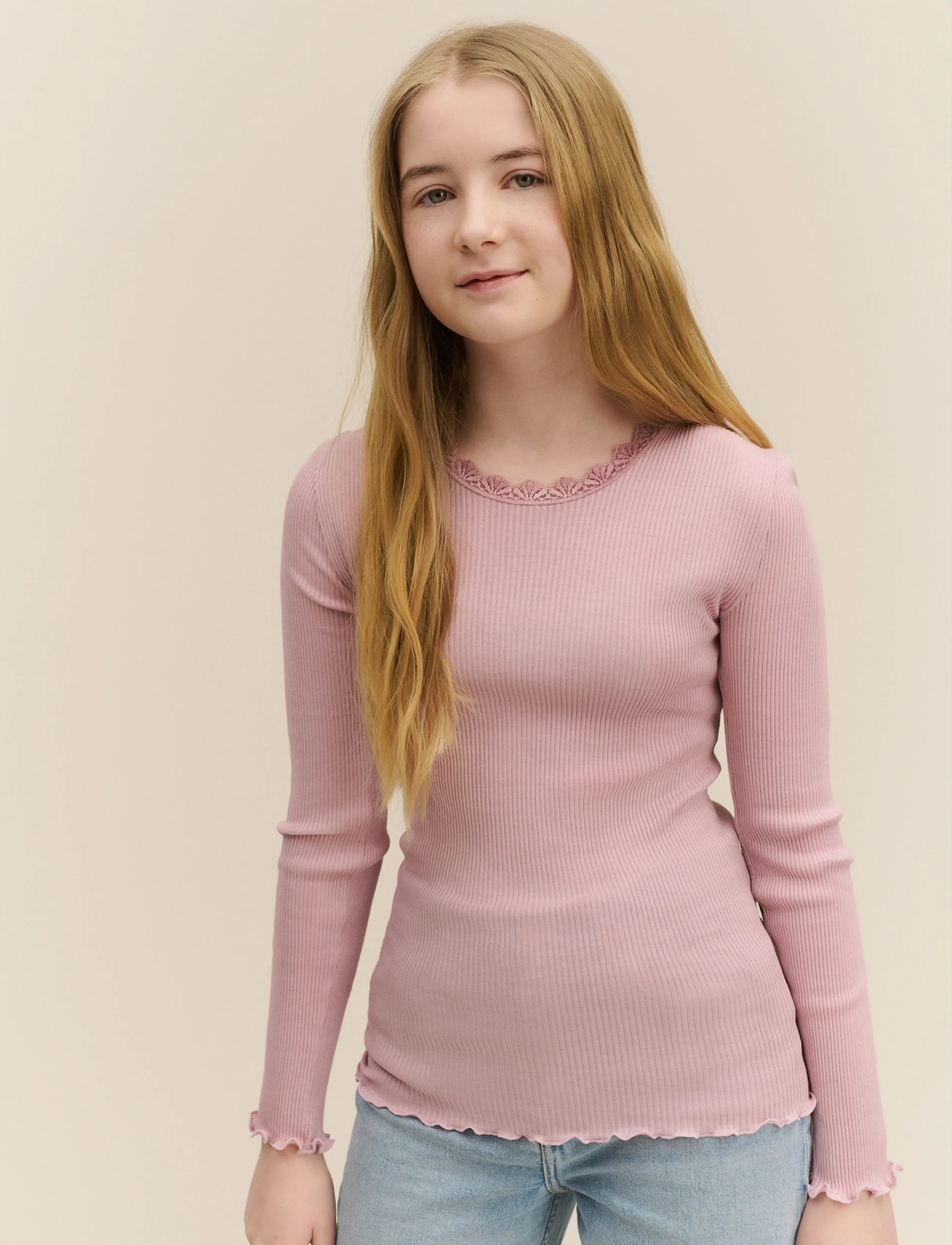 Rosemunde Kids RKBalta Modal LS Lace T-shirt - Langærmede T-shirts - NOSTALGIA ROSE / pink/rose