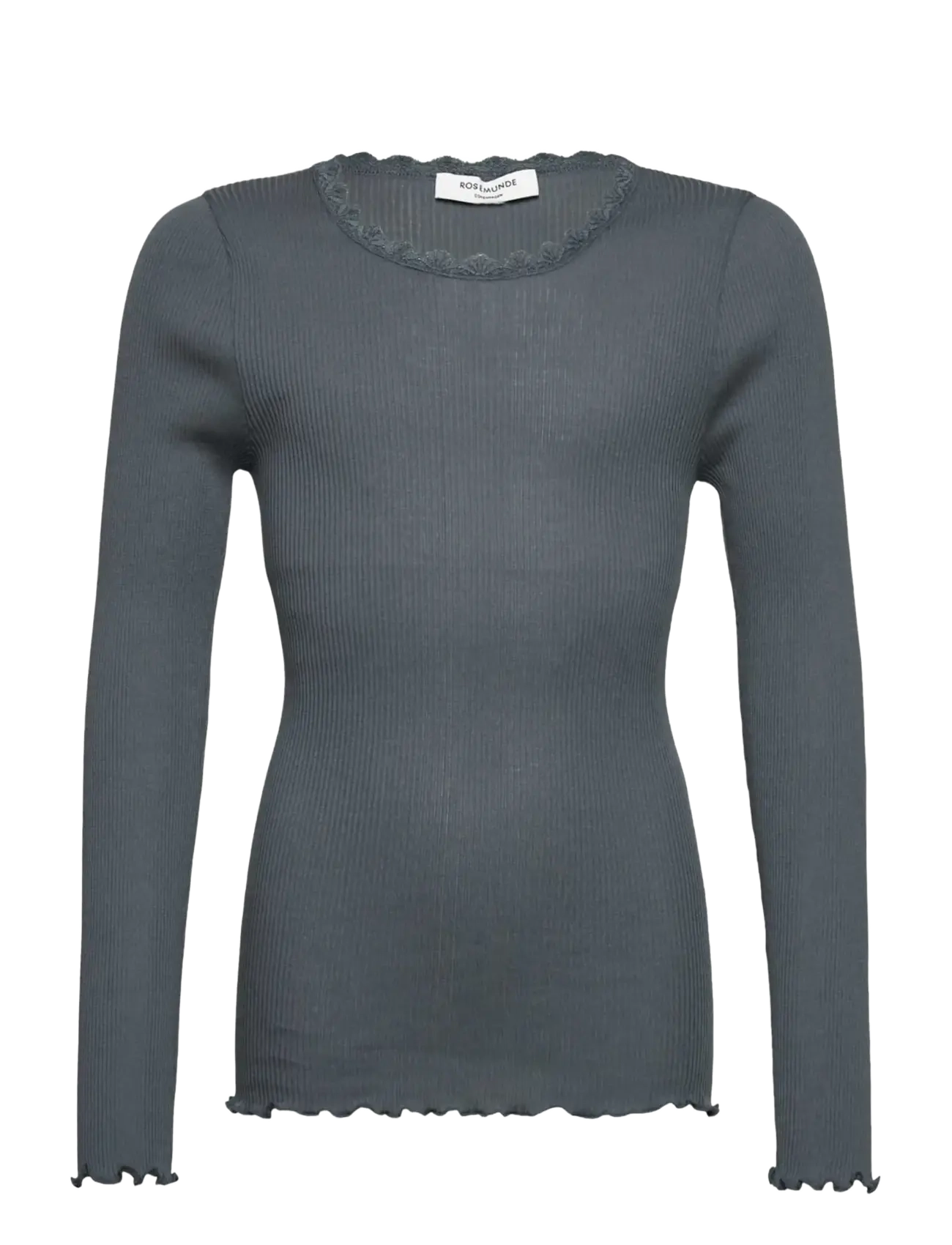 Rosemunde Kids RKBalta Modal LS Lace T-shirt - T-shirts - STORMY WEATHER / grey