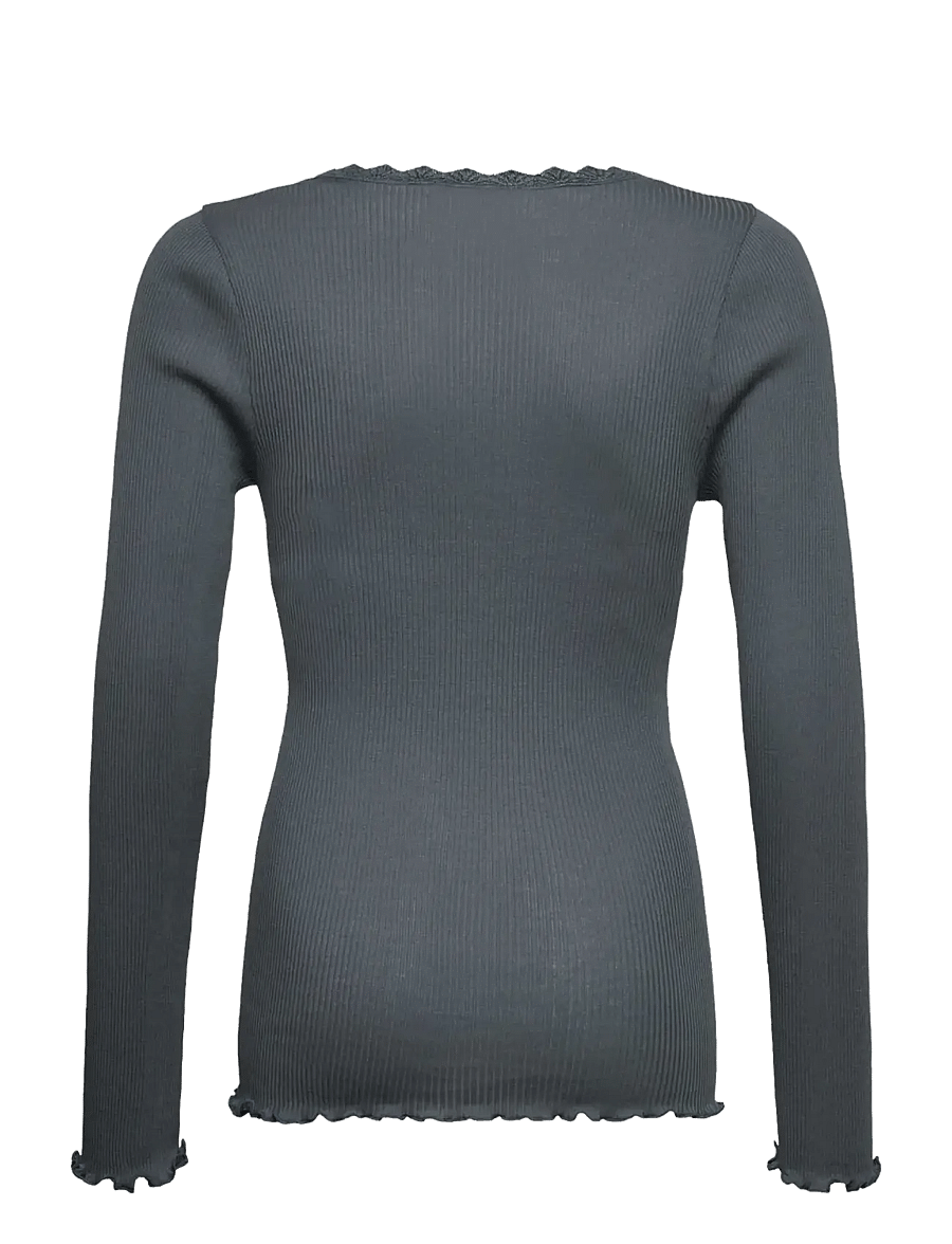 Rosemunde Kids - RKBalta Modal LS Lace T-shirt - langärmelig - stormy weather - 1
