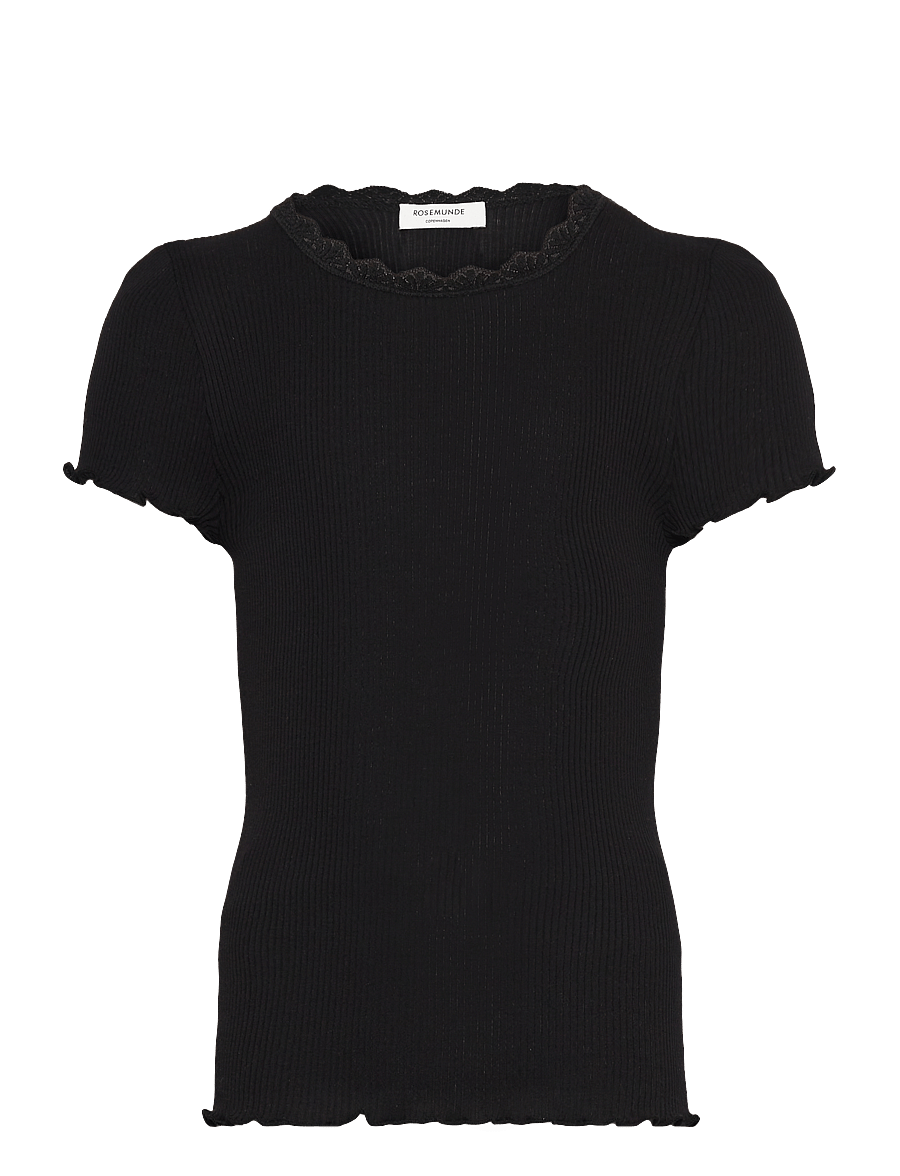 Rosemunde Kids - RKBalta Modal SS Lace T-shirt - lühikeste varrukatega t-särgid - black - 0