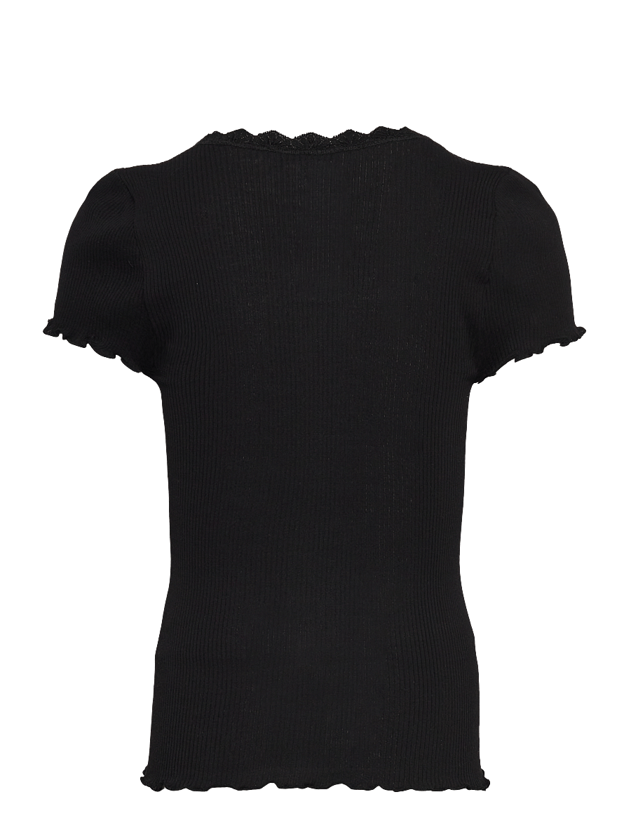 Rosemunde Kids - RKBalta Modal SS Lace T-shirt - lühikeste varrukatega t-särgid - black - 1