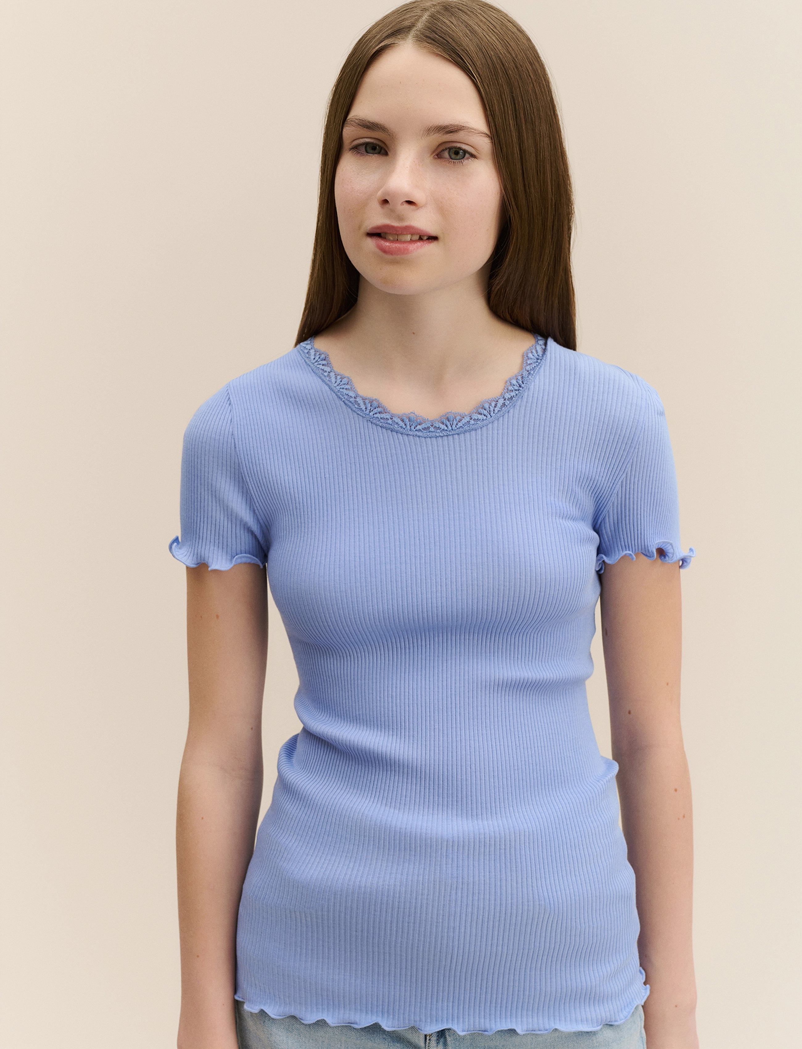 Rosemunde Kids RKBalta Modal SS Lace T-shirt - Oberteile & T-Shirts - BLUE HEAVEN / blue