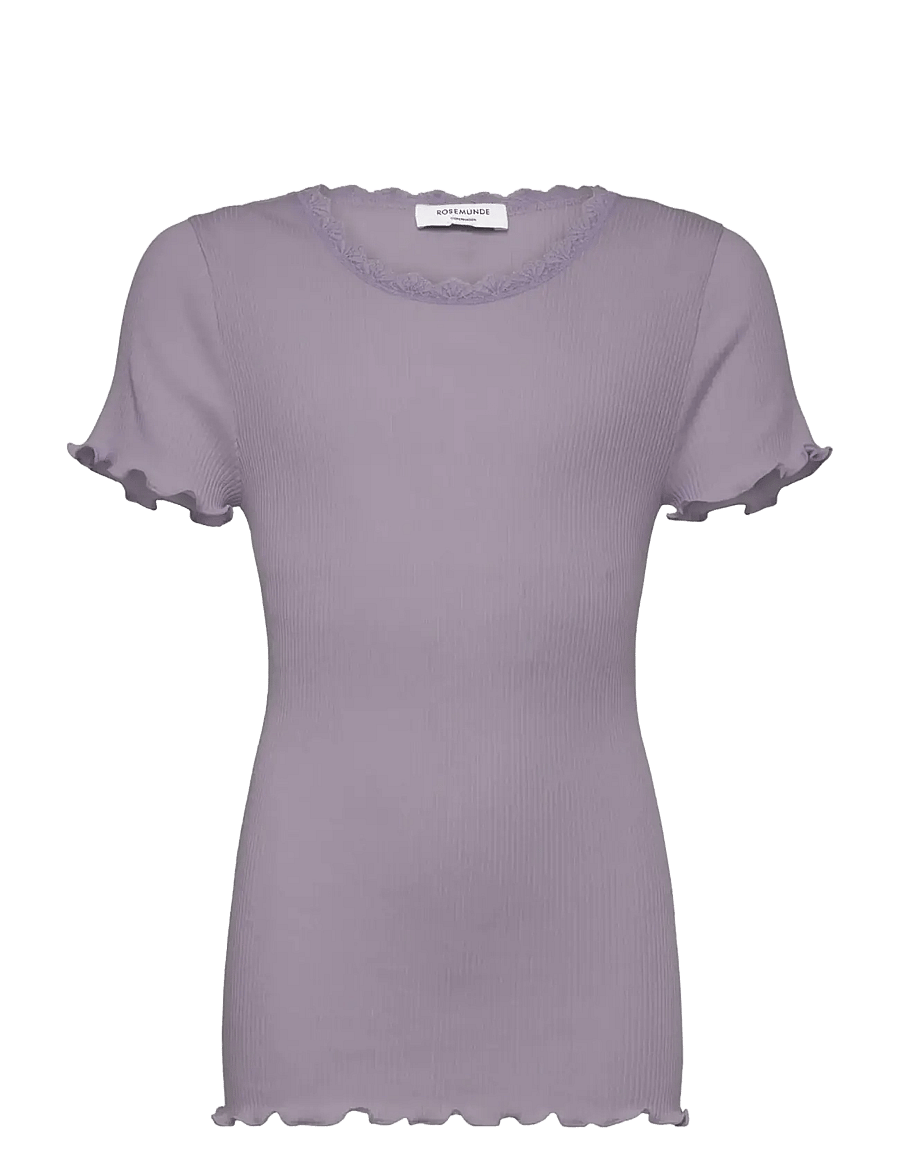 Rosemunde Kids - RKBalta Modal SS Lace T-shirt - short-sleeved t-shirts - lavender grey - 0