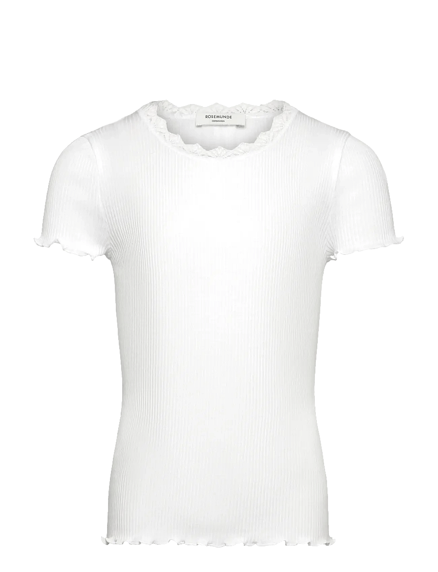 Rosemunde Kids - RKBalta Modal SS Lace T-shirt - lühikeste varrukatega t-särgid - new white - 0