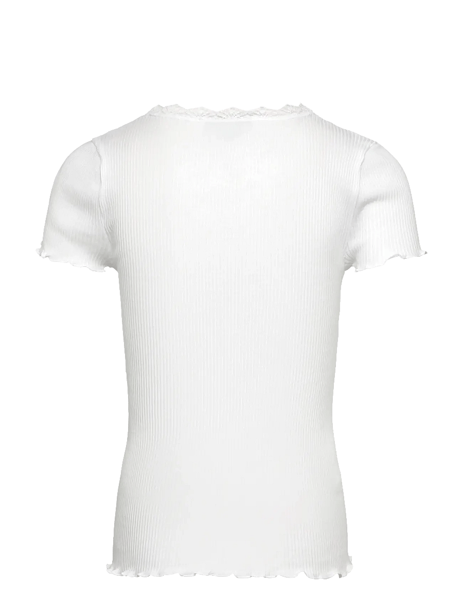 Rosemunde Kids - RKBalta Modal SS Lace T-shirt - lühikeste varrukatega t-särgid - new white - 1