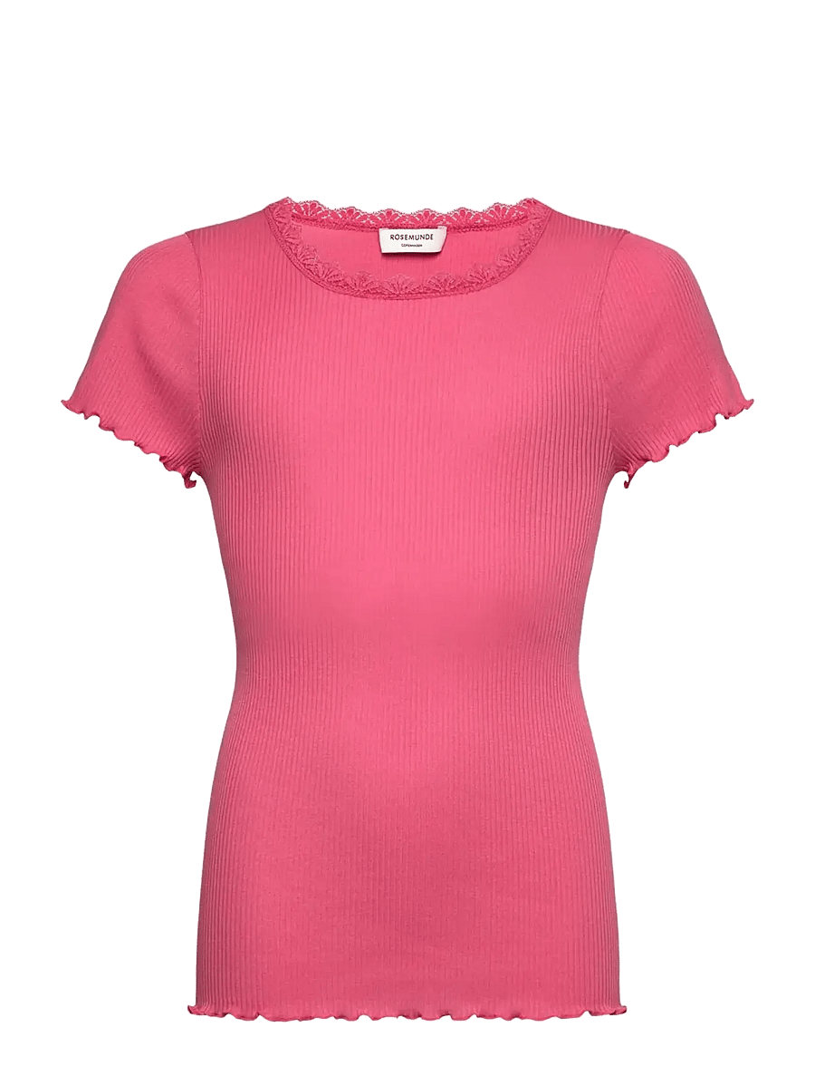 Rosemunde Kids - RKBalta Modal SS Lace T-shirt - kurzärmelige - rapture rose - 1