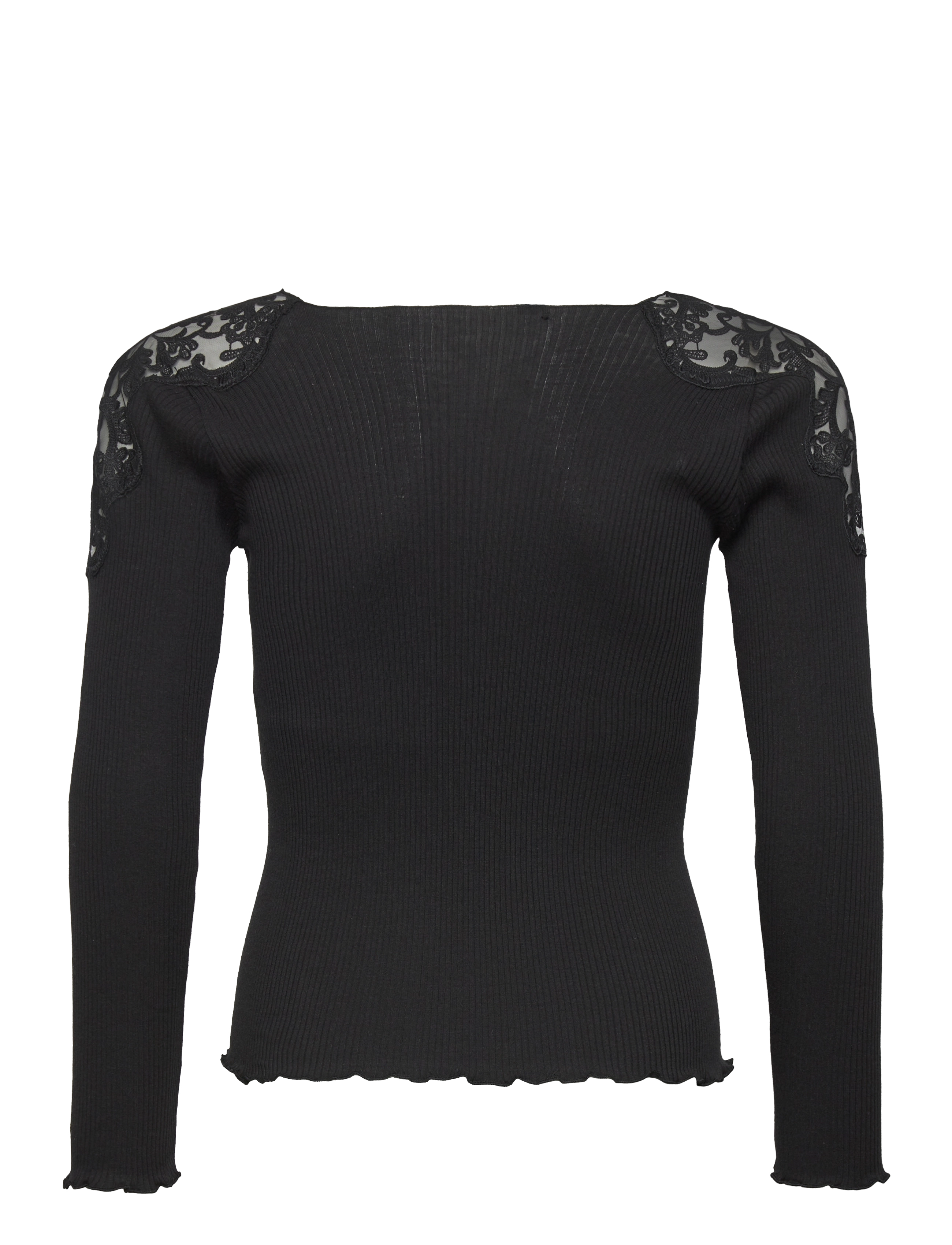Rosemunde Kids - RKBaybay LS Blouse w/ Lace - langærmede t-shirts - black - 1