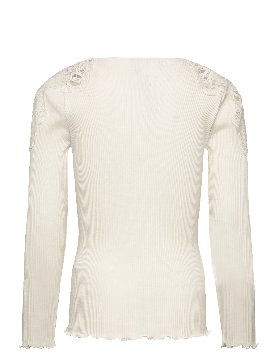 Rosemunde Kids - RKBaybay LS Blouse w/ Lace - långärmade t-shirts - ivory - 1