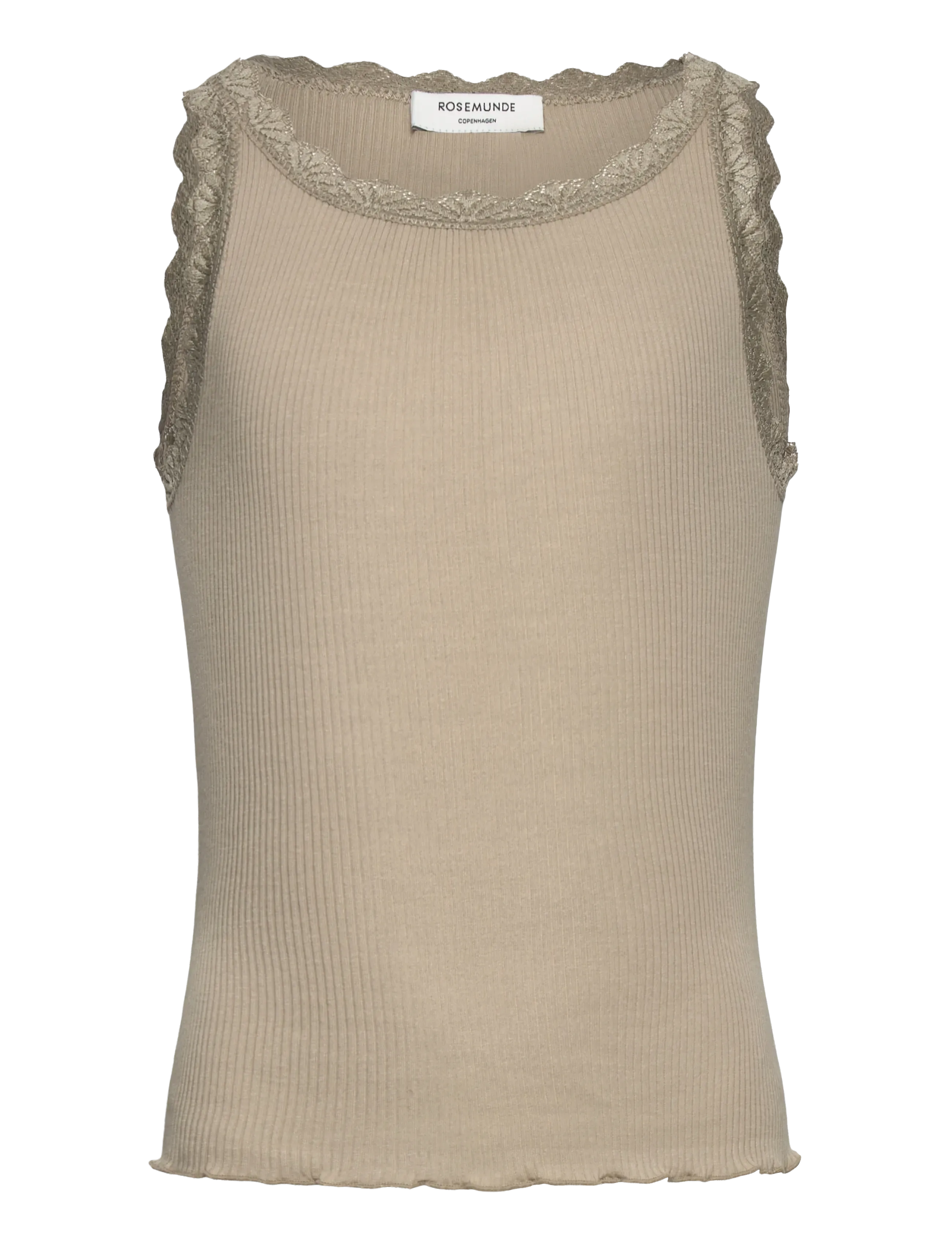 Rosemunde Kids Rkbalta Modal Sl Short Lace Top, 128, T-shirts, Beige - Sleeveless, Kinder