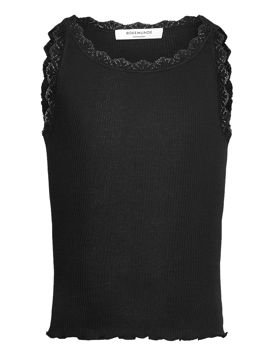 Rosemunde Kids - RKBalta Modal SL Short Lace Top - débardeurs - black - 0