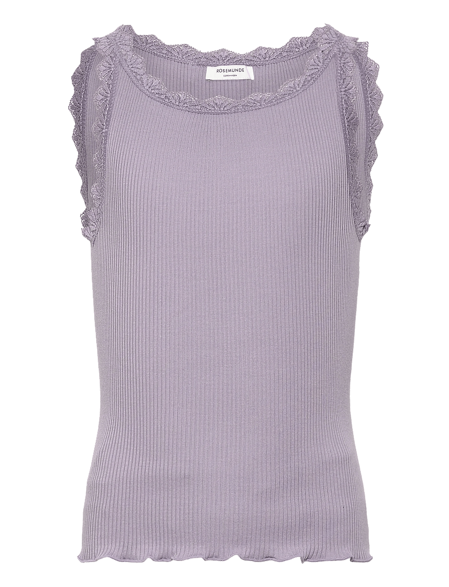 Rosemunde Kids - RKBalta Modal SL Short Lace Top - débardeurs - lavender grey - 0