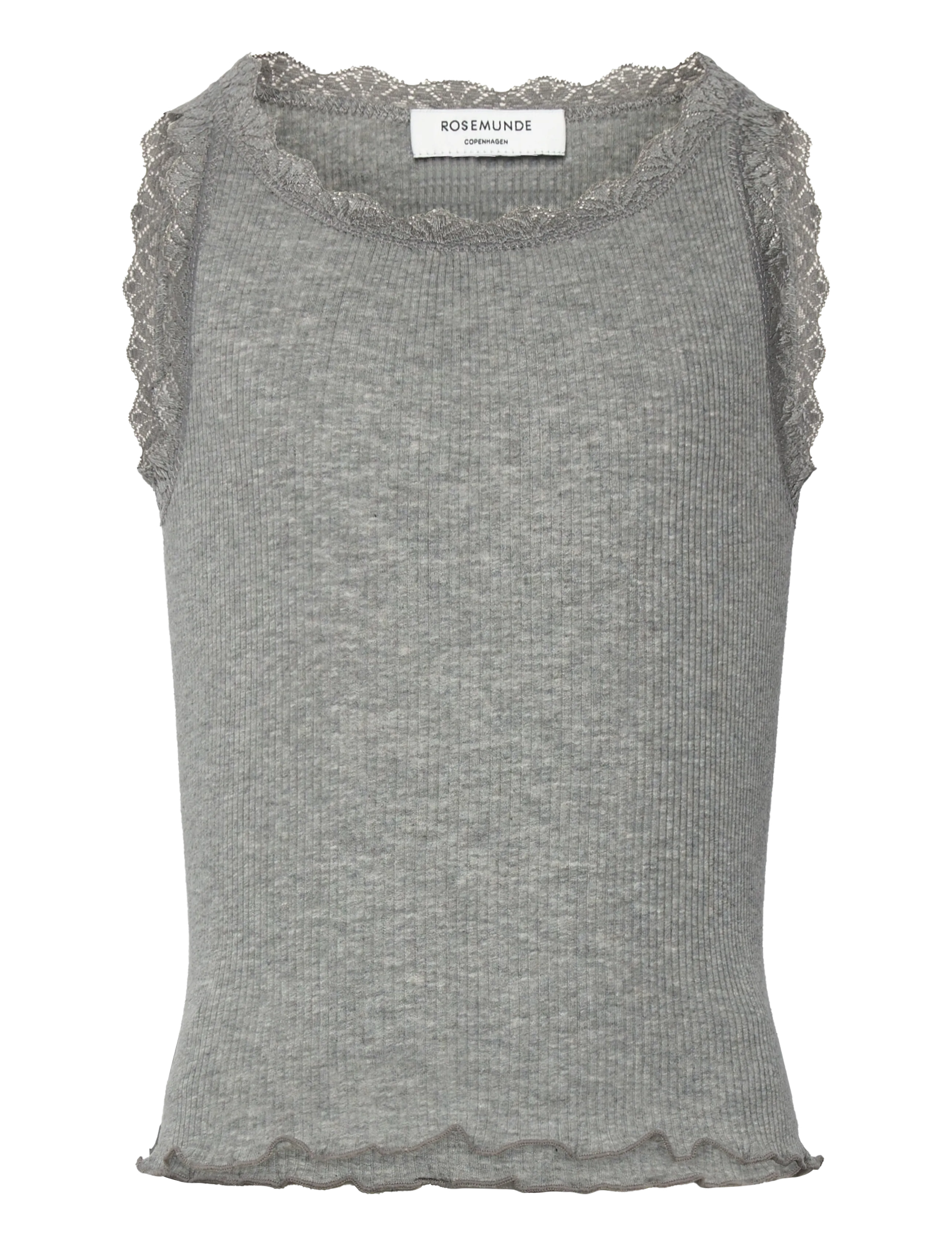 Rosemunde Kids Rkbalta Modal Sl Short Lace Top, 128, T-shirts, Grau - Sleeveless, Kinder