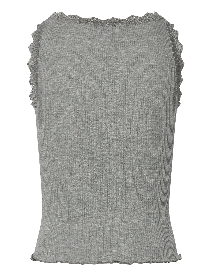 Rosemunde Kids - RKBalta Modal SL Short Lace Top - tanktops - light grey melange - 1