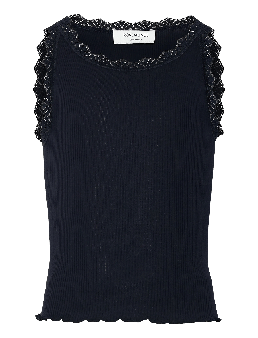 Rosemunde Kids - RKBalta Modal SL Short Lace Top - débardeurs - navy - 0