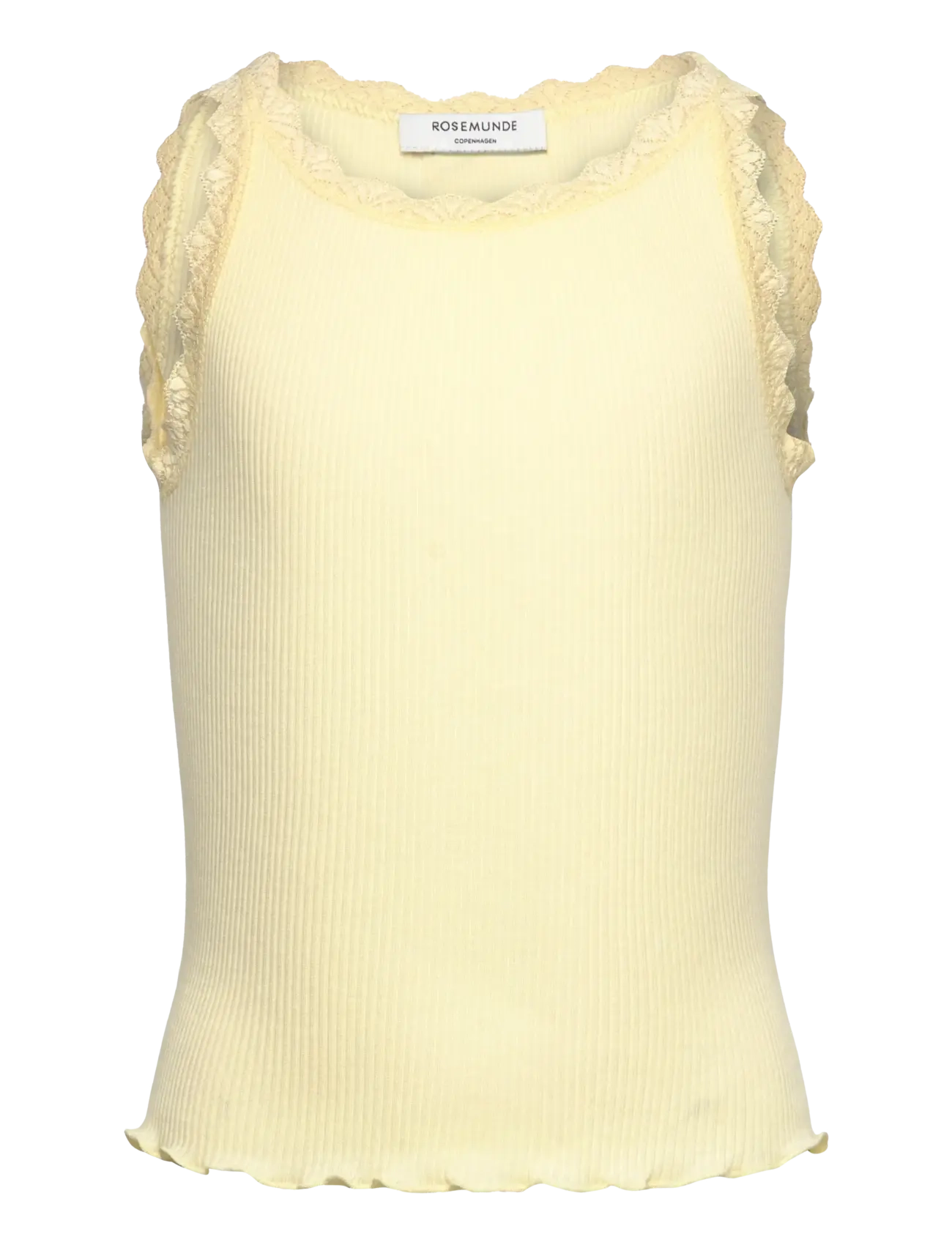 Rosemunde Kids Rkbalta Modal Sl Short Lace Top, 164, T-shirts, Gelb - Sleeveless, Kinder
