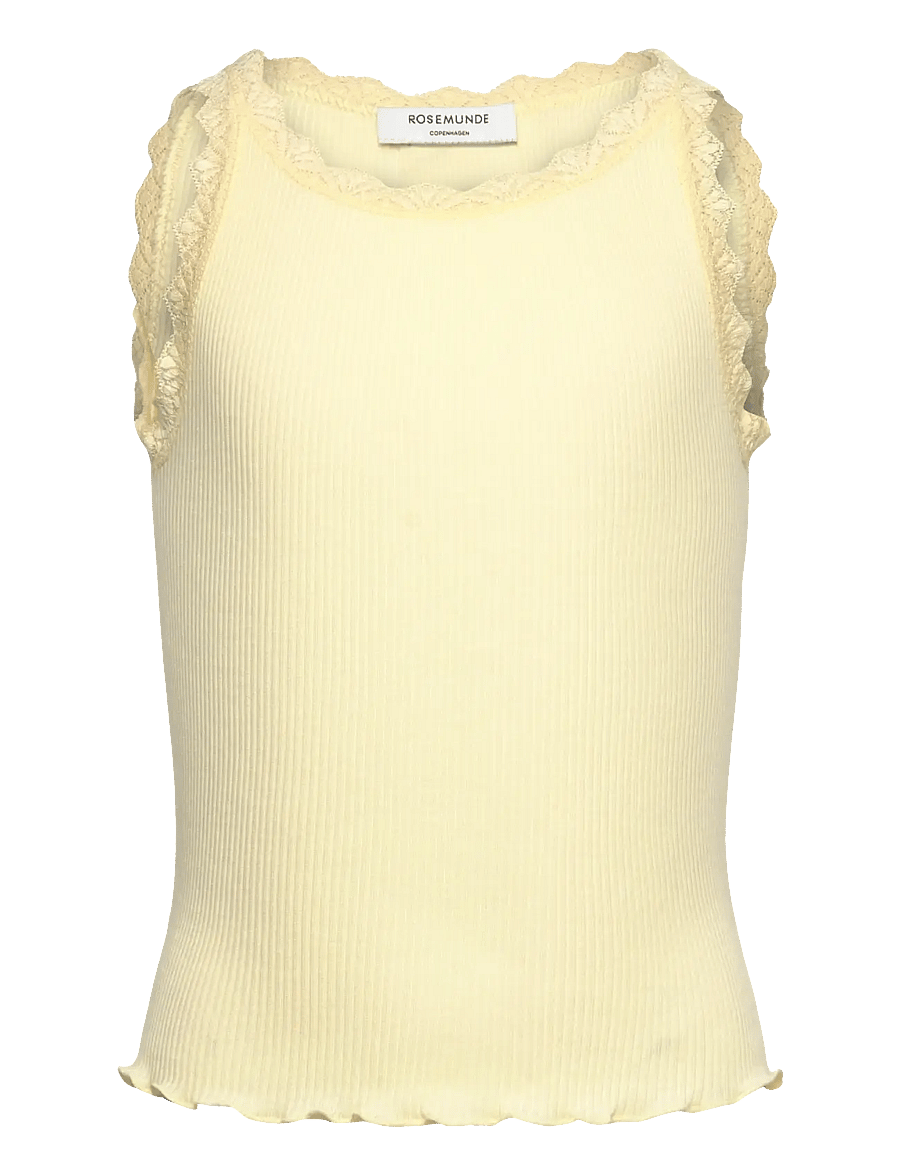 Rosemunde Kids - RKBalta Modal SL Short Lace Top - débardeurs - pastel yellow - 0