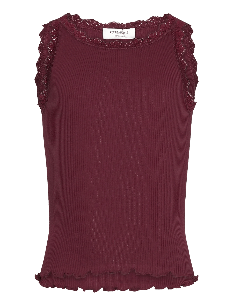 Rosemunde Kids - RKBalta Modal SL Short Lace Top - tanktops - tawny port - 0
