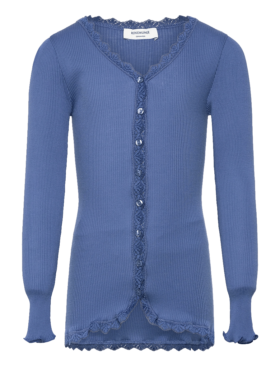 Rosemunde Kids - RKBalta Modal LS Lace Cardigan - cardigans - dutch blue - 0