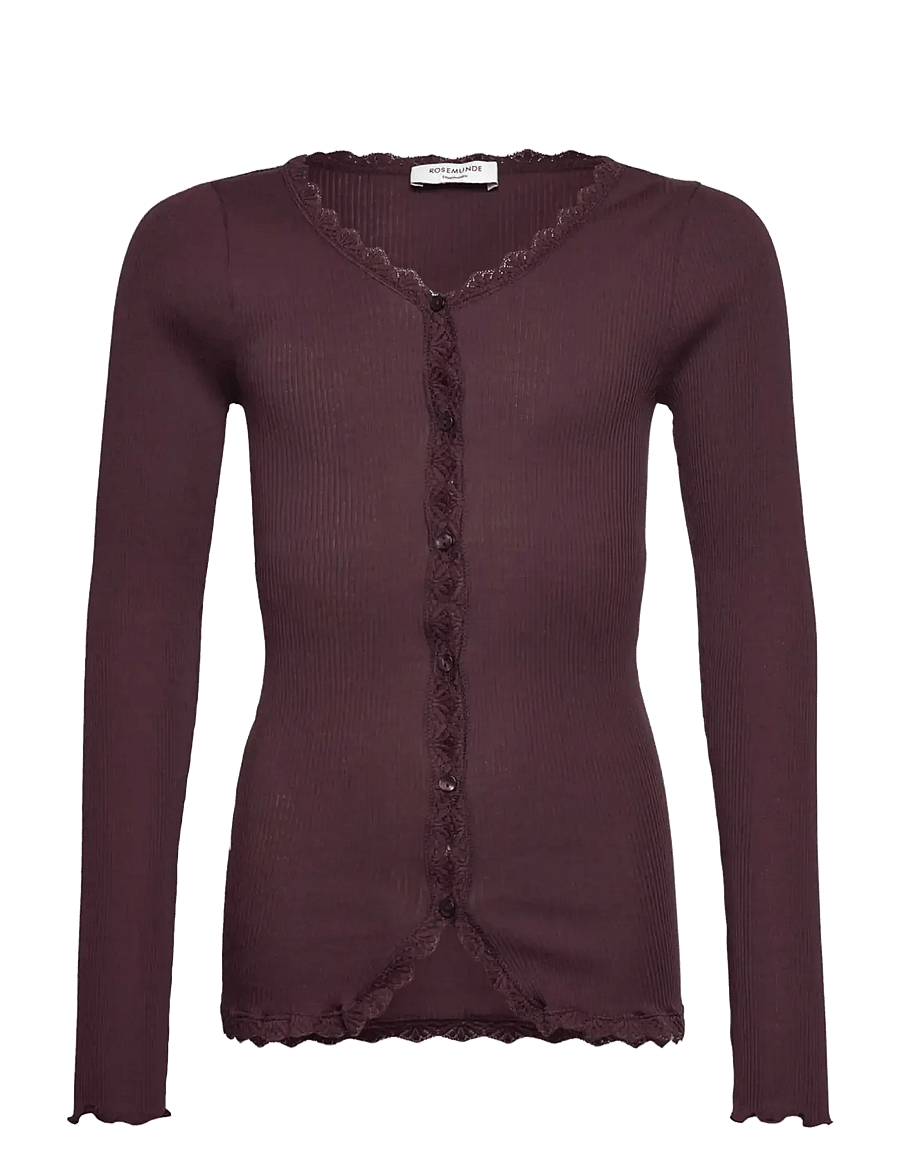 Rosemunde Kids - RKBalta Modal LS Lace Cardigan - cardigans - ganache - 0