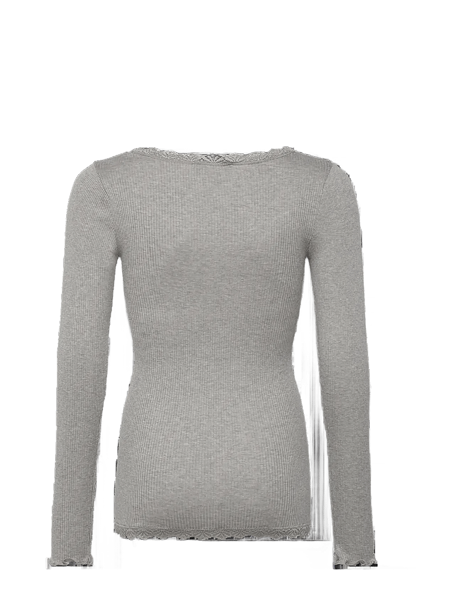 Rosemunde Kids - RKBalta Modal LS Lace Cardigan - cardigans - light grey melange - 2