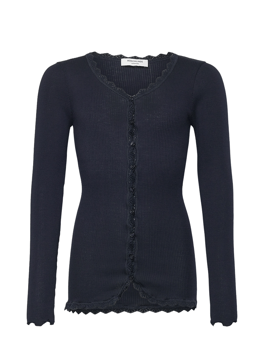 Rosemunde Kids - RKBalta Modal LS Lace Cardigan - cardigans - navy - 1