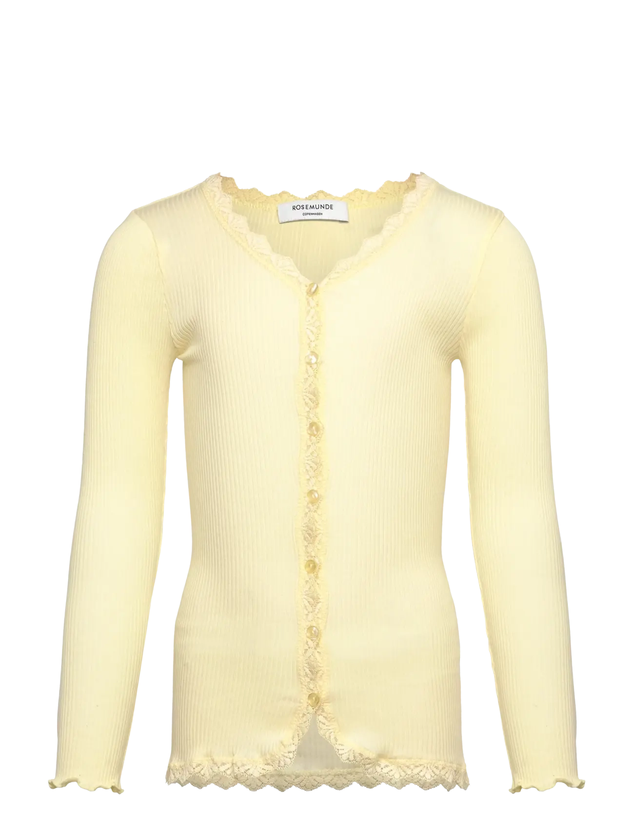 Rosemunde Kids Rkbalta Modal Ls Lace Cardigan, 164, T-shirts, Gelb - Long-sleeved Kinder