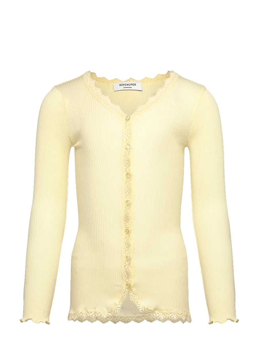 Rosemunde Kids - RKBalta Modal LS Lace Cardigan - cardigans - pastel yellow - 0