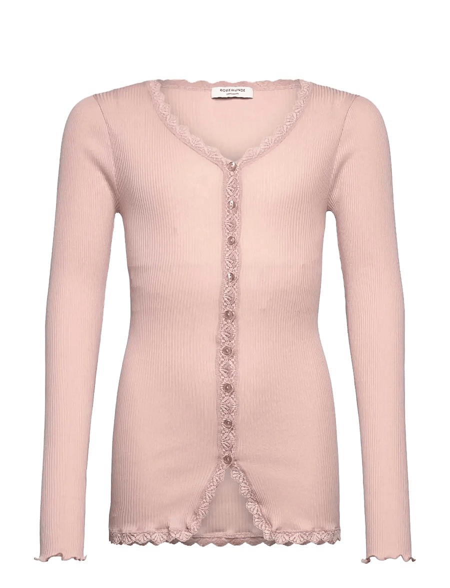 Rosemunde Kids - RKBalta Modal LS Lace Cardigan - cardigans - rose smoke - 0