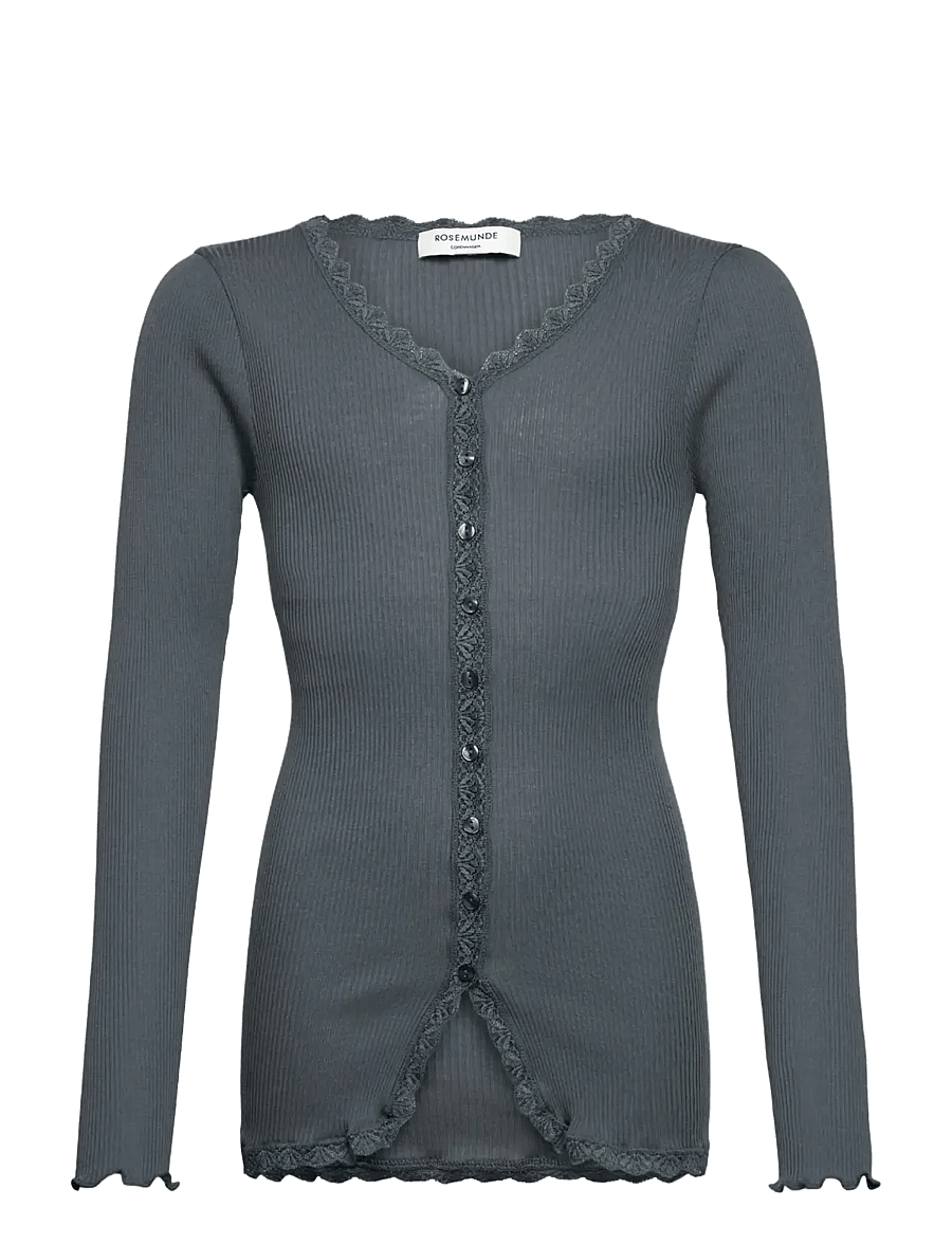 Rosemunde Kids - RKBalta Modal LS Lace Cardigan - cardigans - stormy weather - 0