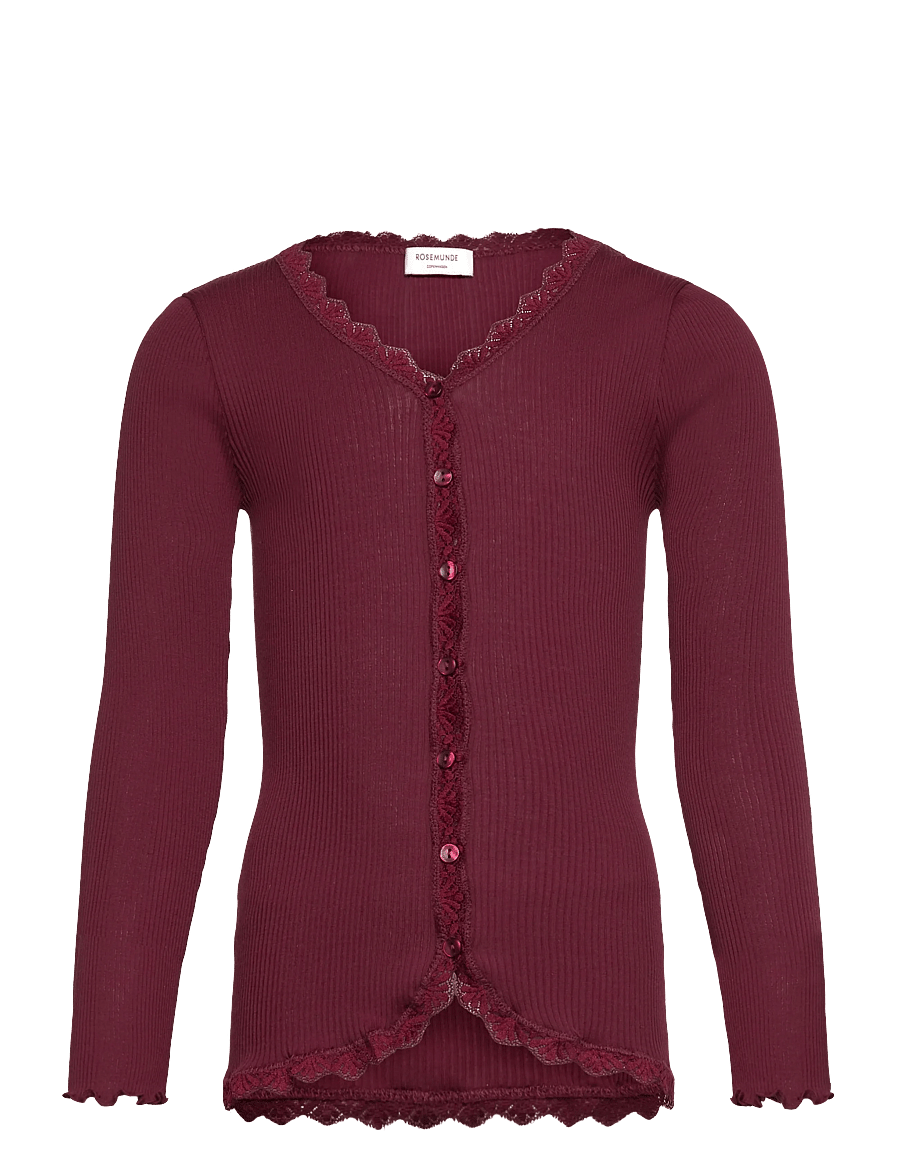 Rosemunde Kids - RKBalta Modal LS Lace Cardigan - cardigans - tawny port - 0