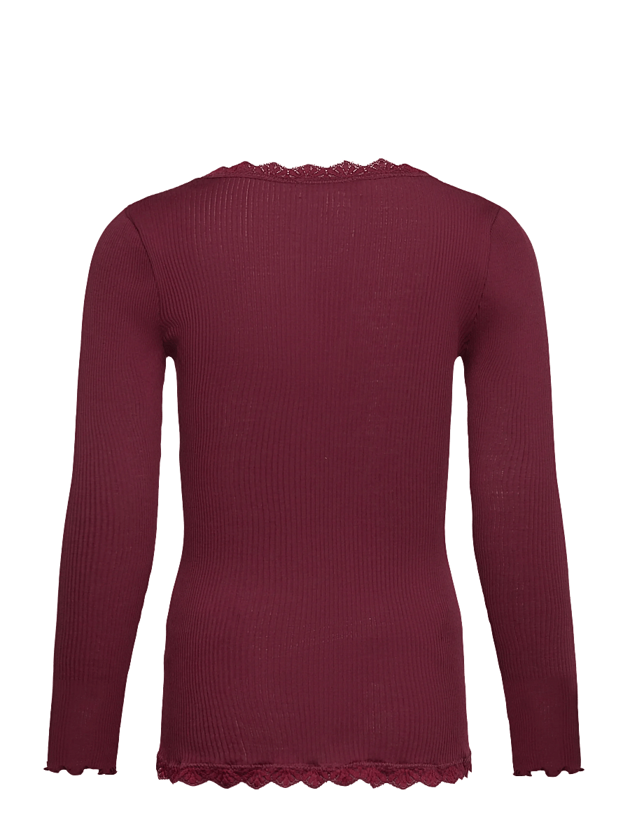 Rosemunde Kids - RKBalta Modal LS Lace Cardigan - cardigans - tawny port - 1