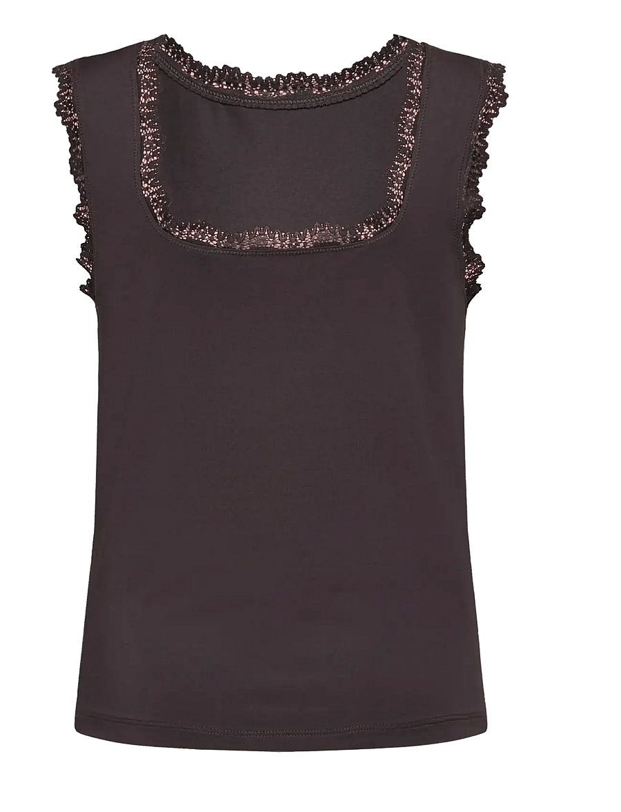 Rosemunde Kids - RKBillie SL Square Lace Top - tanktops - ganache - 1