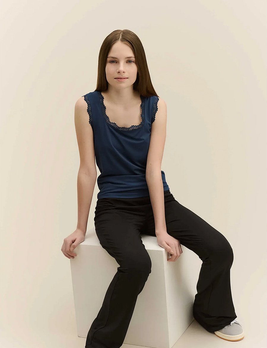 Rosemunde Kids - RKBillie SL Square Lace Top - tanktops - insignia blue - 0