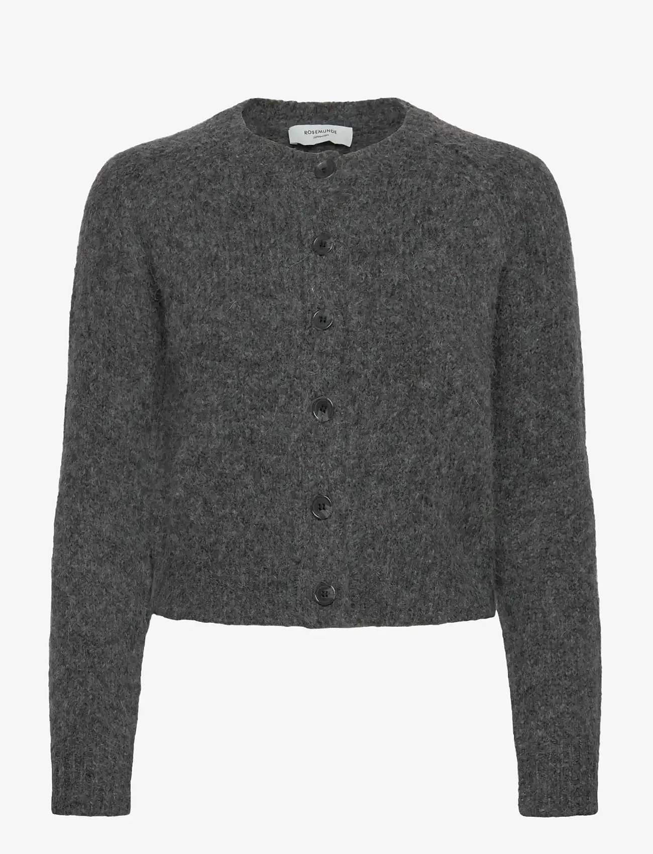 Rosemunde Kids - RKTulip Wool Blend LS Short Cardiga - cardigans - medium grey melange - 0