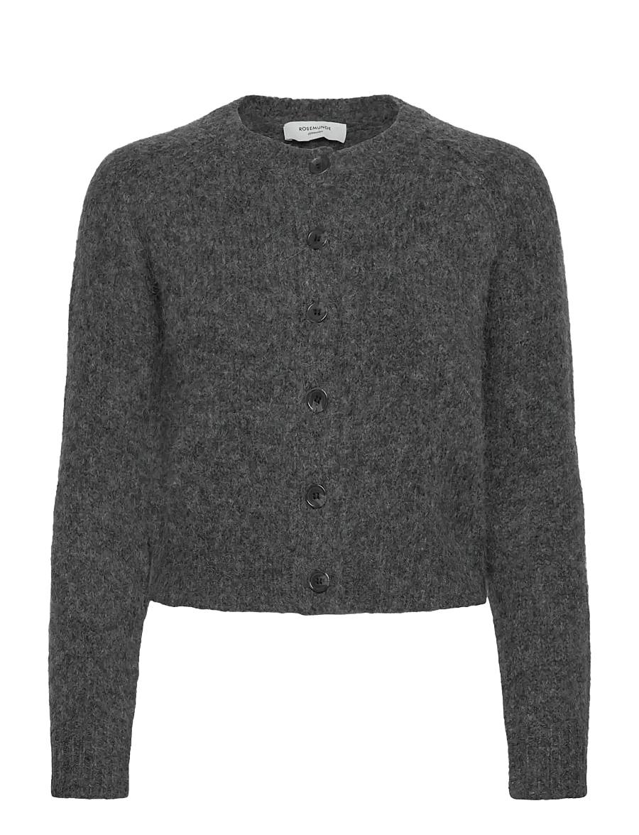 Rosemunde Kids - RKTulip Wool Blend LS Short Cardiga - cardigans - medium grey melange - 0