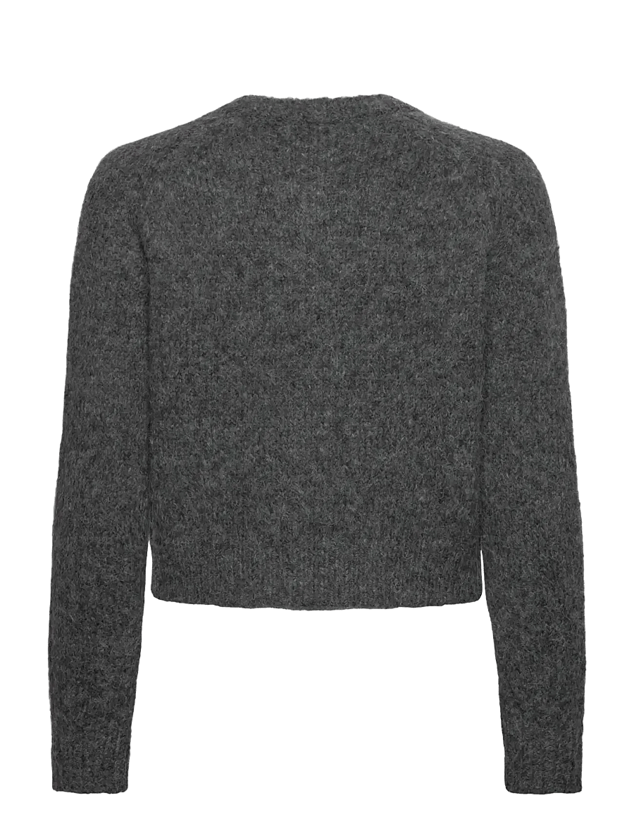 Rosemunde Kids - RKTulip Wool Blend LS Short Cardiga - cardigans - medium grey melange - 1
