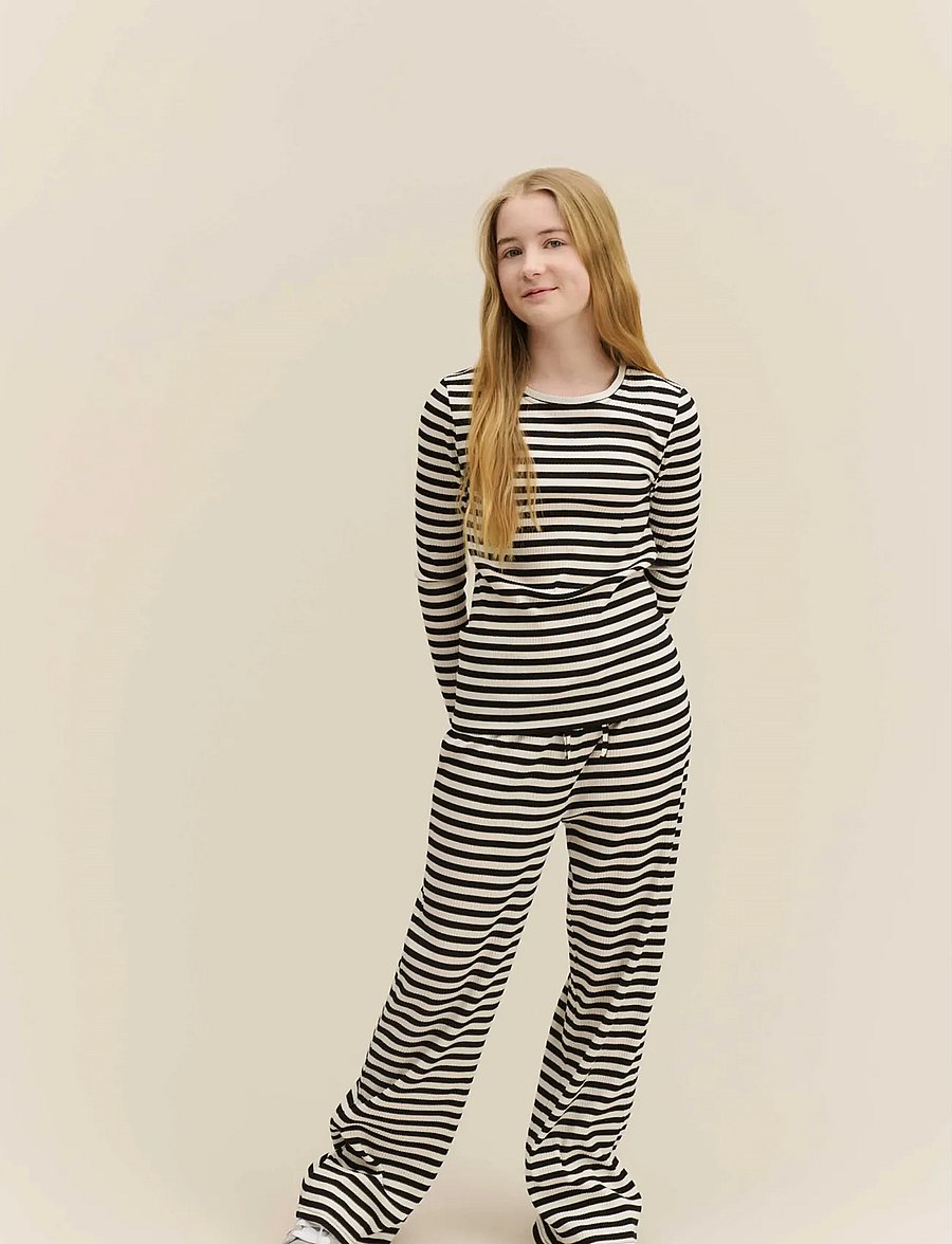Rosemunde Kids - RKIvanna MW Long Trousers - trousers - black white stripe - 0