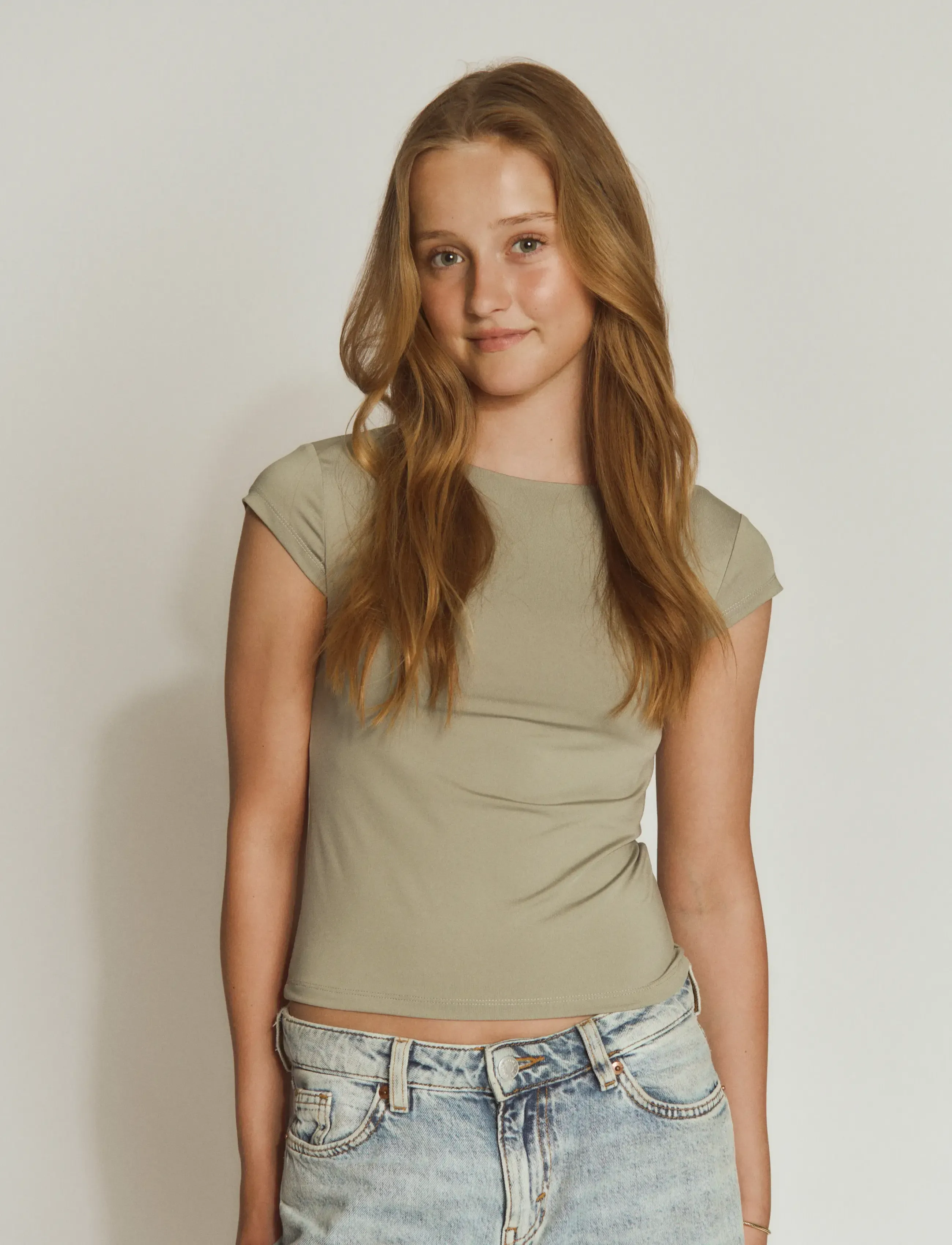 Rosemunde Kids RKBillie Reversible Capsleeves Shor - Toppar & T-shirts - DRIED SAGE / khaki/green
