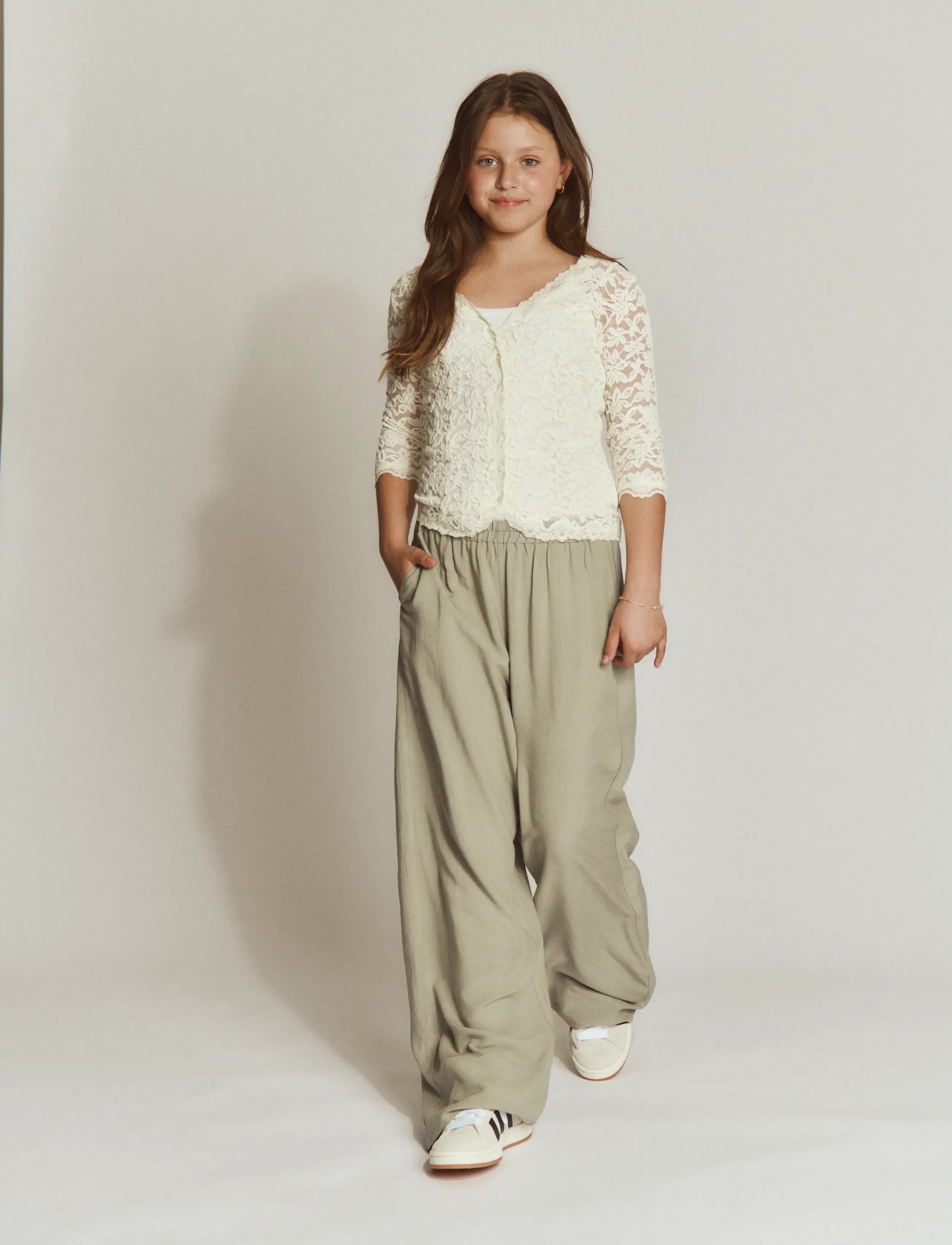Rosemunde Kids RKElif MW Wide Trousers - Broeken - DRIED SAGE / khaki/green