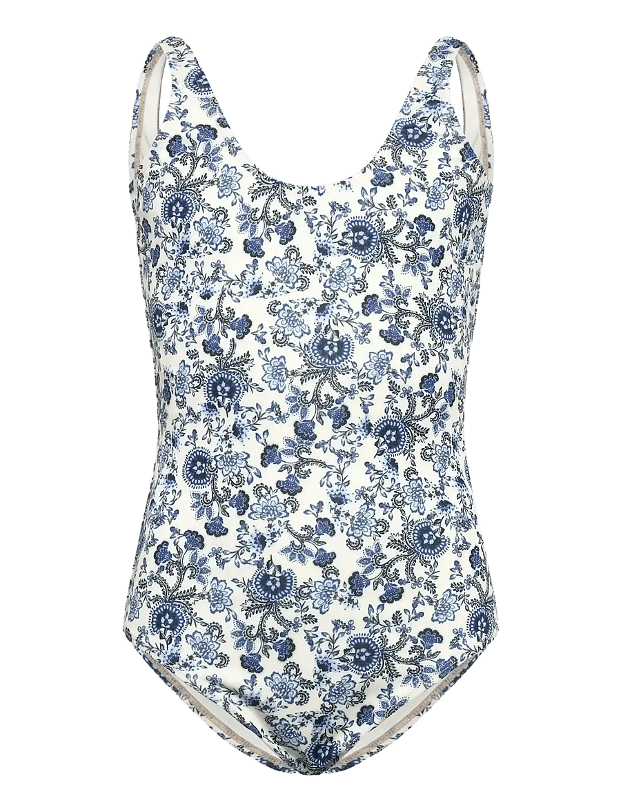 Rosemunde Kids - RKShiitake Low Back Swimsuit - badeanzüge - blue boho ao print - 0